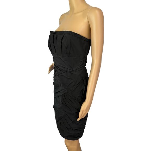 2/$30 Max And Cleo Taffeta Strapless Mini Dress Black Size 4 - Picture 4 of 8